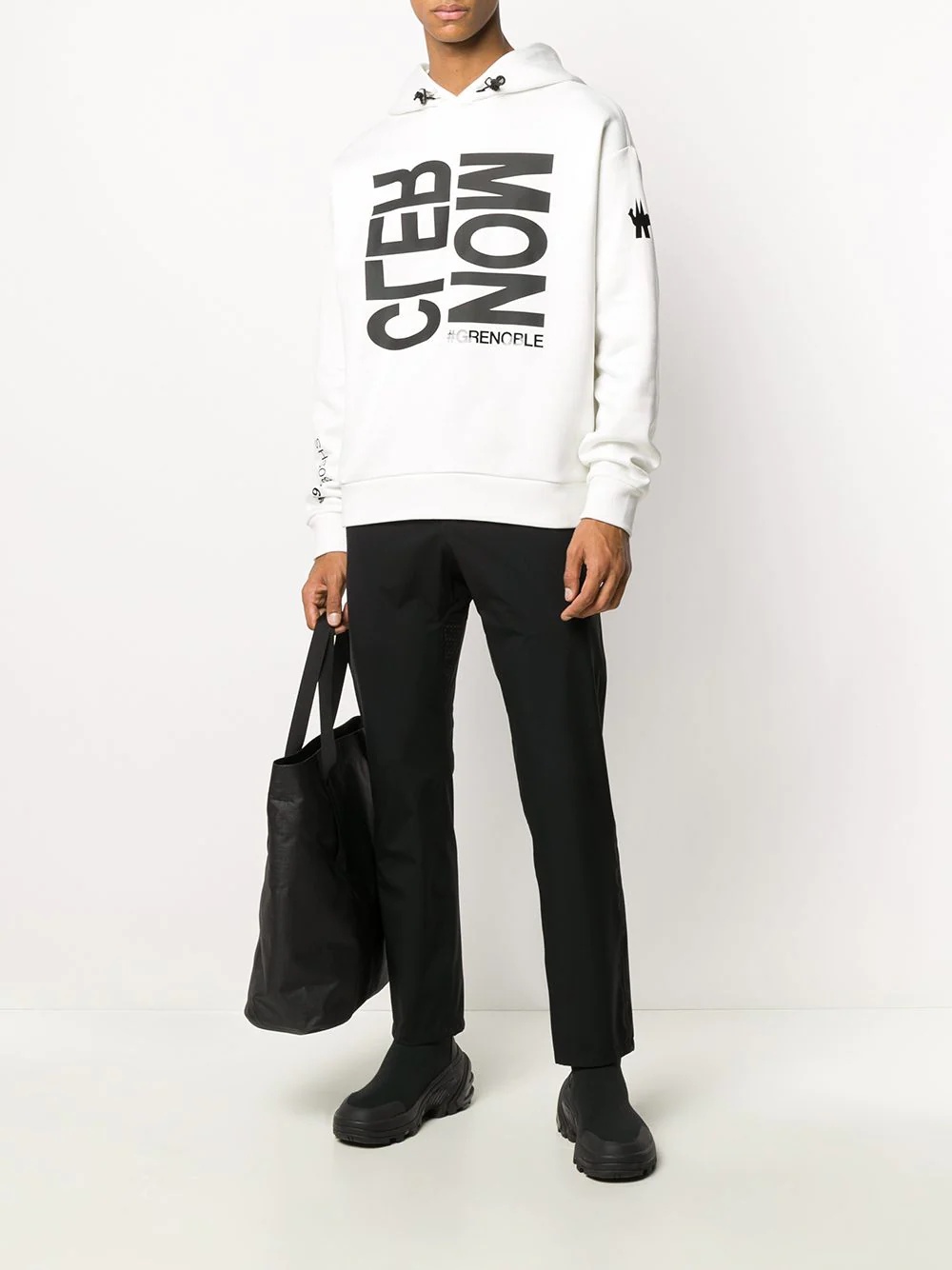 logo print rib-trimmed hoodie - 2