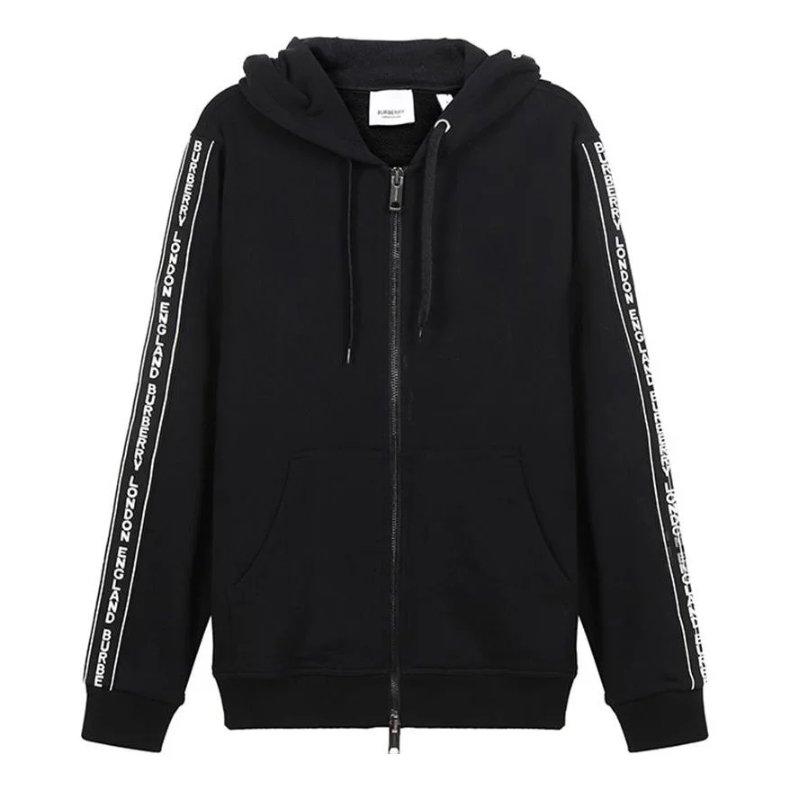 Burberry FW20 Logo Cotton hooded Zipper Sports Tops Black 80295271 - 1