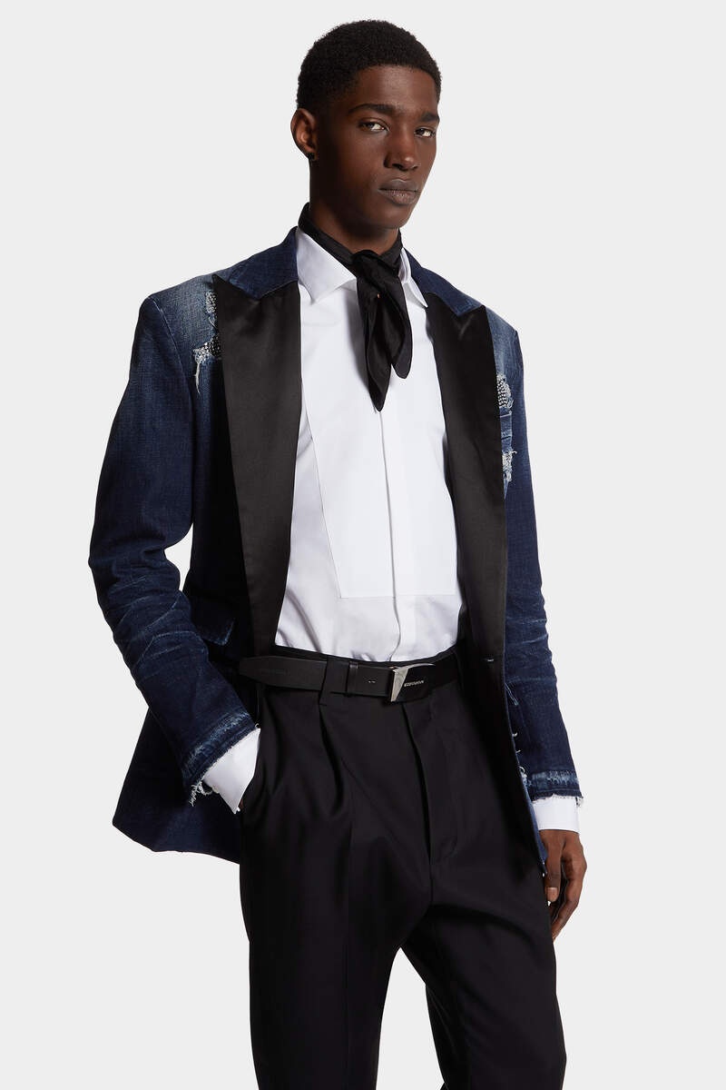 DARK RIPPED WASH J.C. DENIM BLAZER - 3