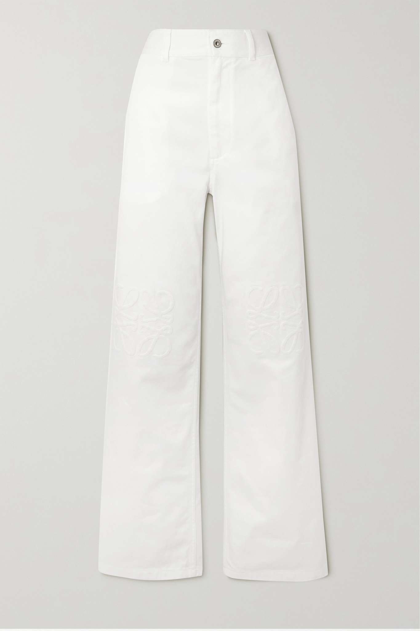 + Paula's Ibiza leather-trimmed embroidered high-rise wide-leg jeans - 1