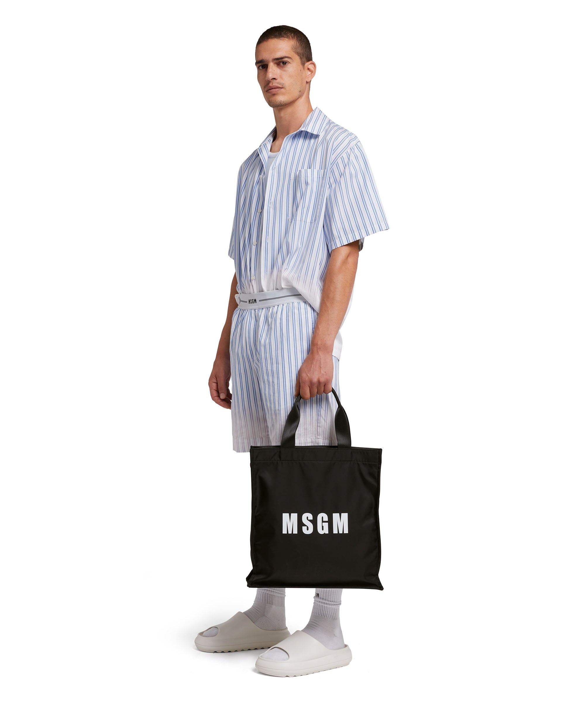 MSGM Nylon tote bag with logo | REVERSIBLE