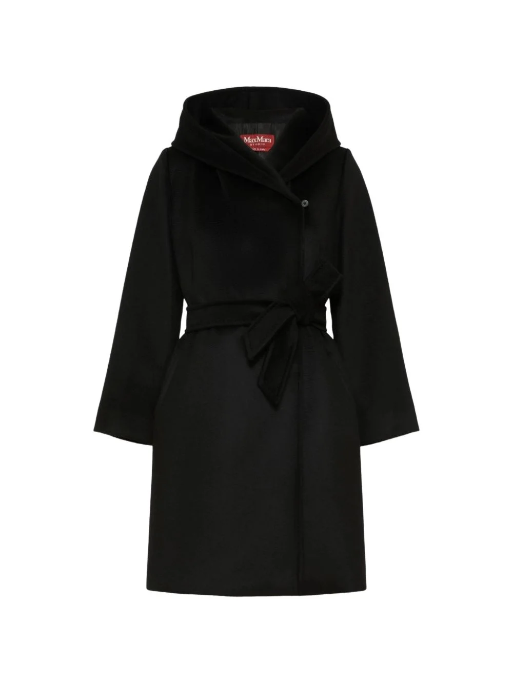 belted hooded coat - 1