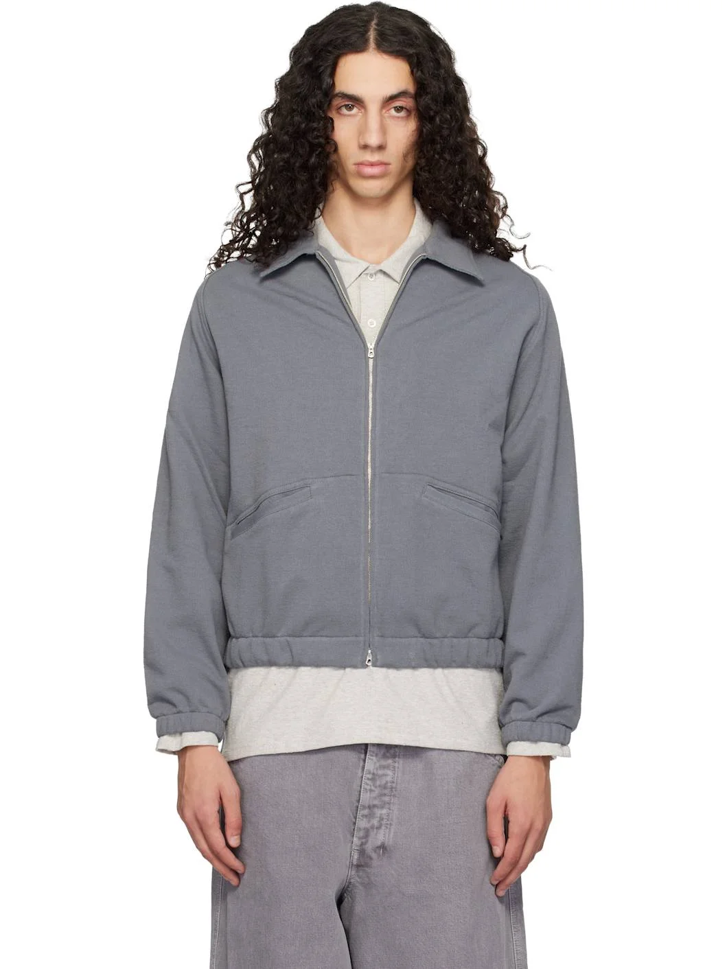 Gray Textured Coach Jacket - 1