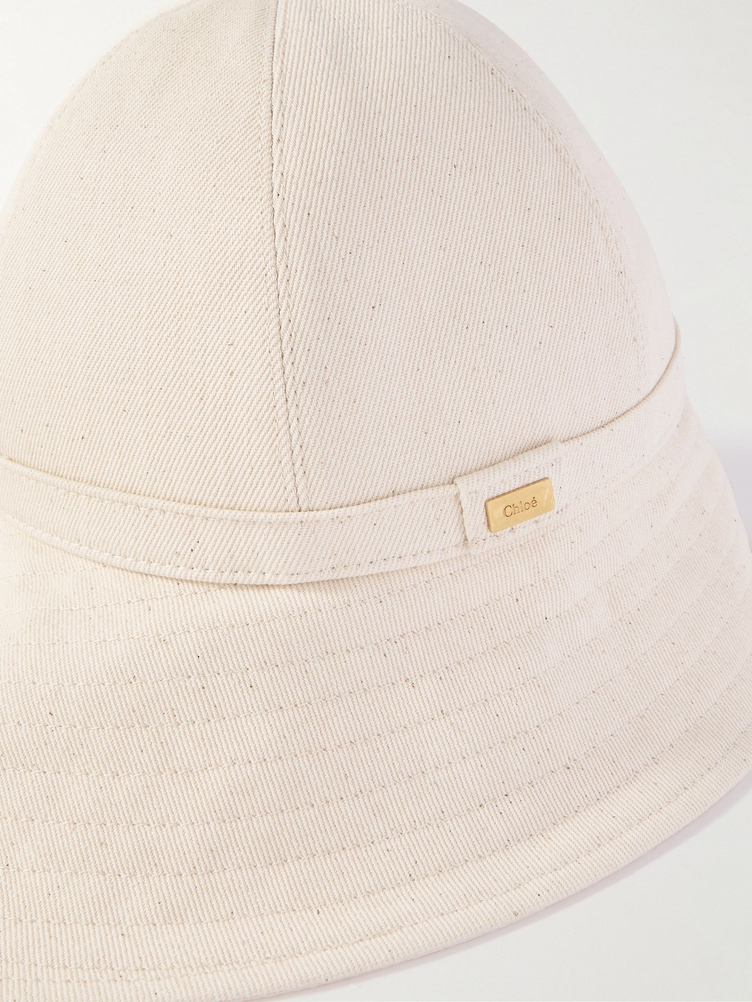Cotton-blend canvas bucket hat Ecru - 4
