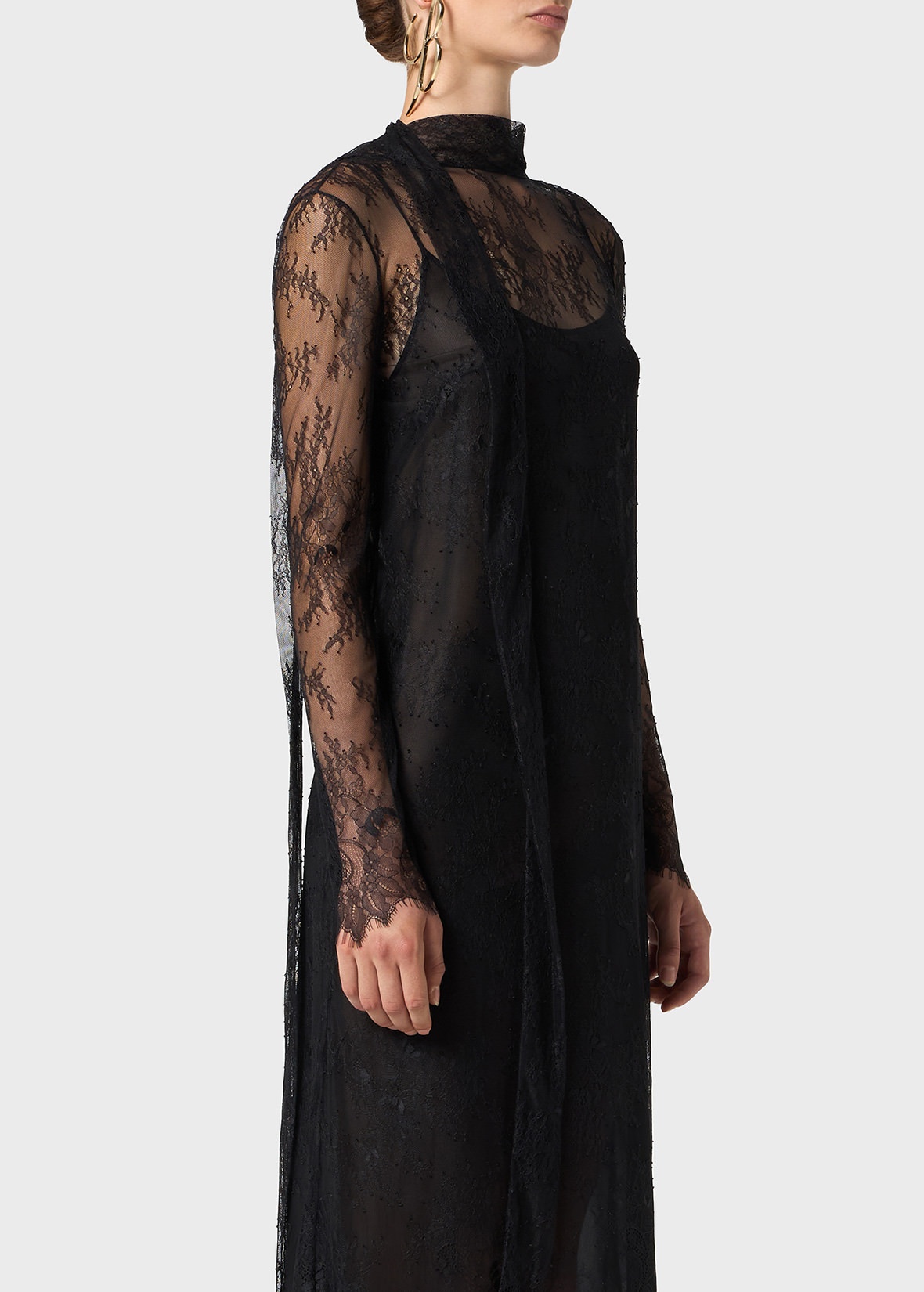 MIDI DRESS IN CHANTILLY LACE WITH SCARF - 5