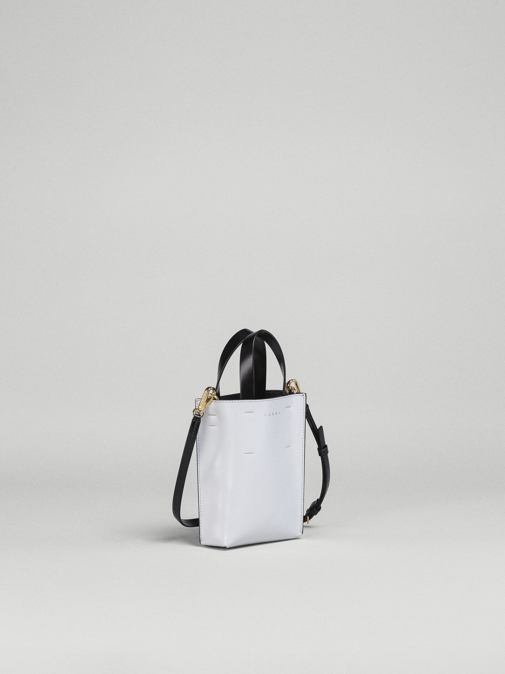 MUSEO NANO BAG IN WHITE AND BLACK LEATHER - 5
