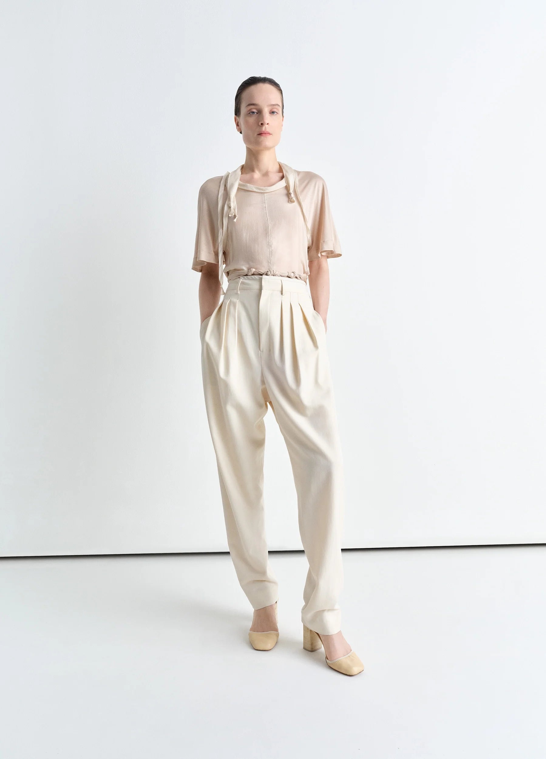 MIXED FABRIC KNOTTED TOP - 5