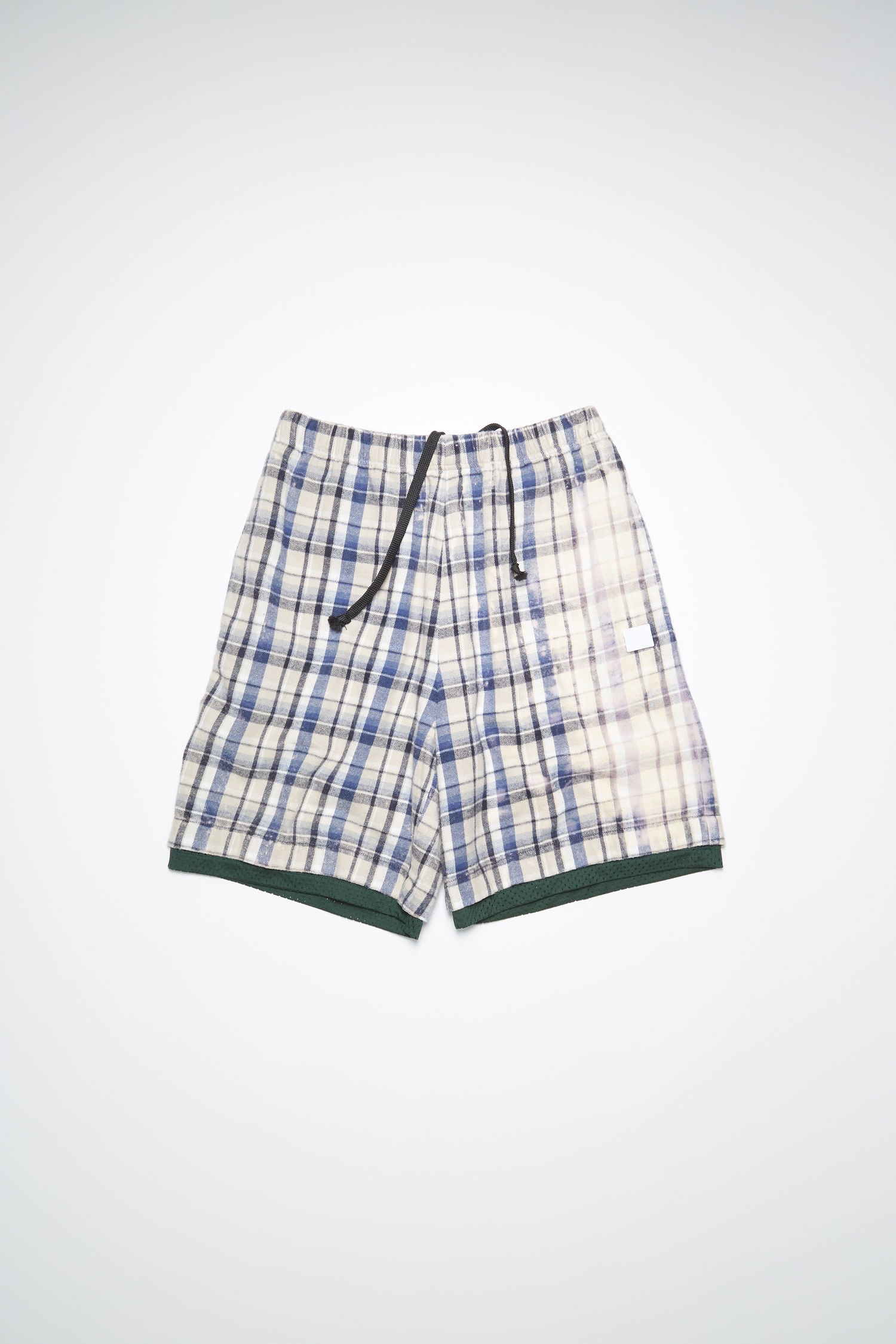 Flannel shorts - Oat beige/blue - 1