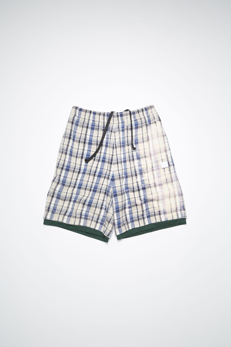 Flannel shorts - Oat beige/blue 1