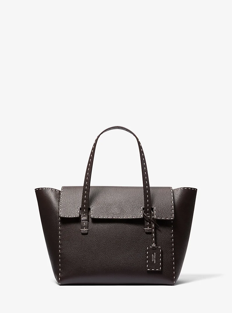 Sophia Hand-Stitched Pebbled Leather Satchel - 1
