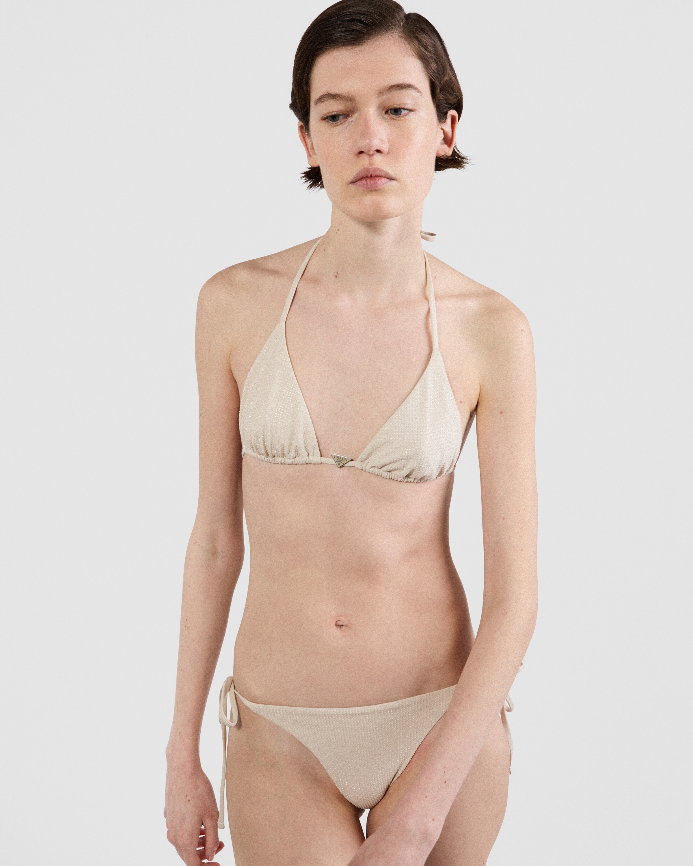 Jersey triangle bikini top with rhinestones - 2