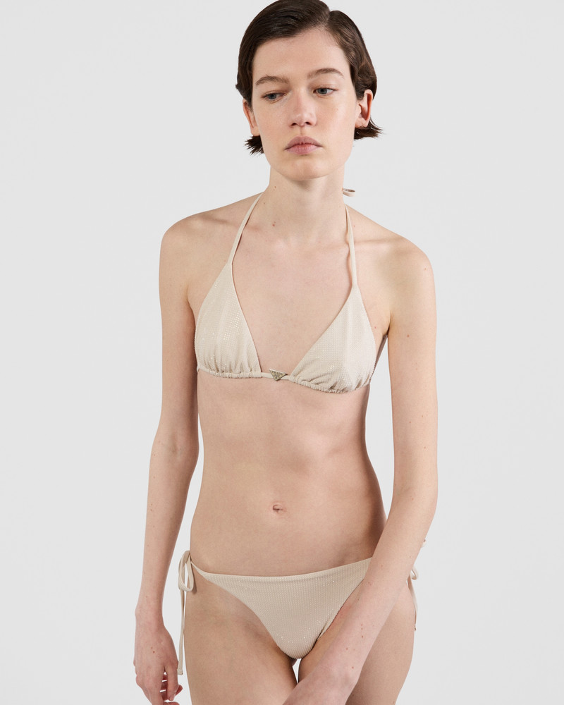 Prada Jersey triangle bikini top with rhinestones outlook
