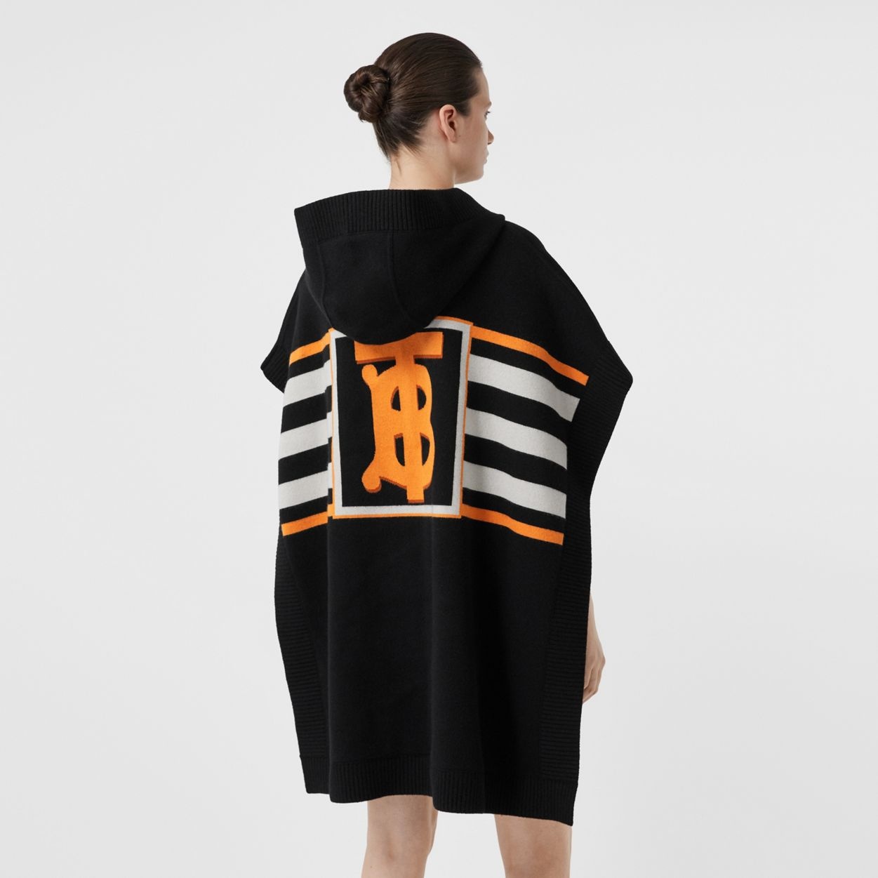 Monogram Motif Intarsia Wool Cashmere Blend Cape - 4