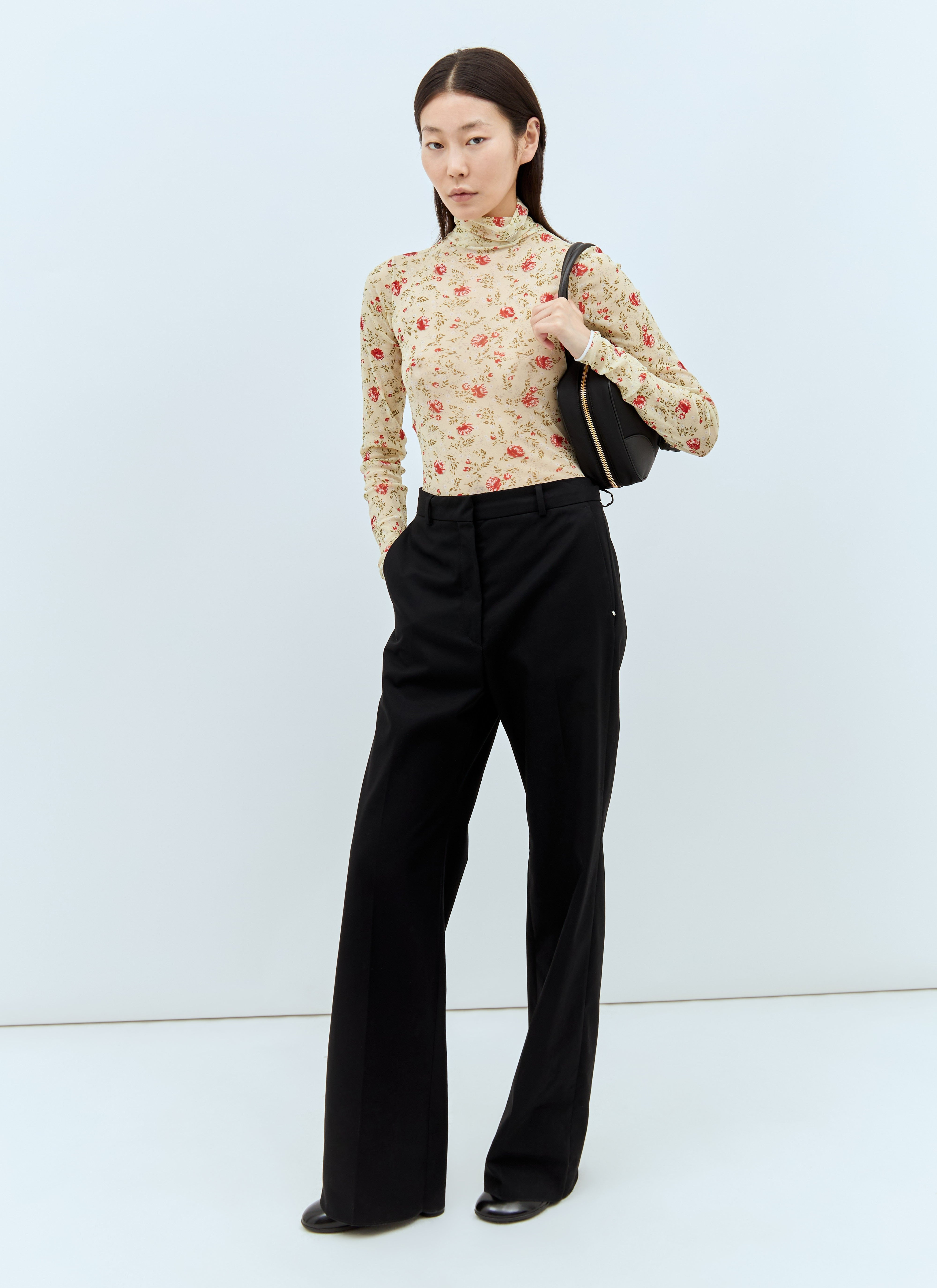 Prada Women Printed Stretch Tulle Bodysuit - 2