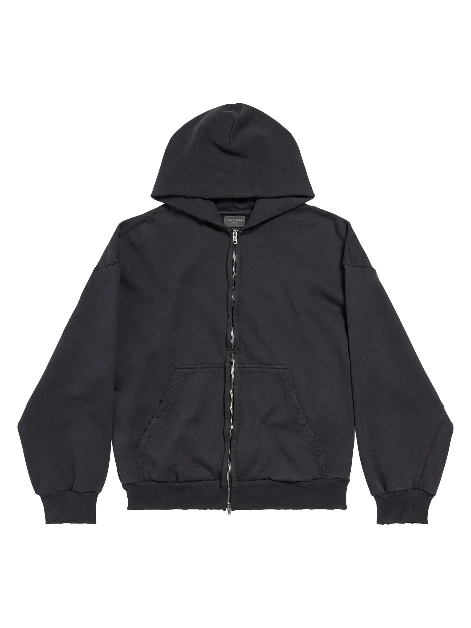 Women's Painted Zip-Up Regular Fit Hoodie - Black Faded - 1