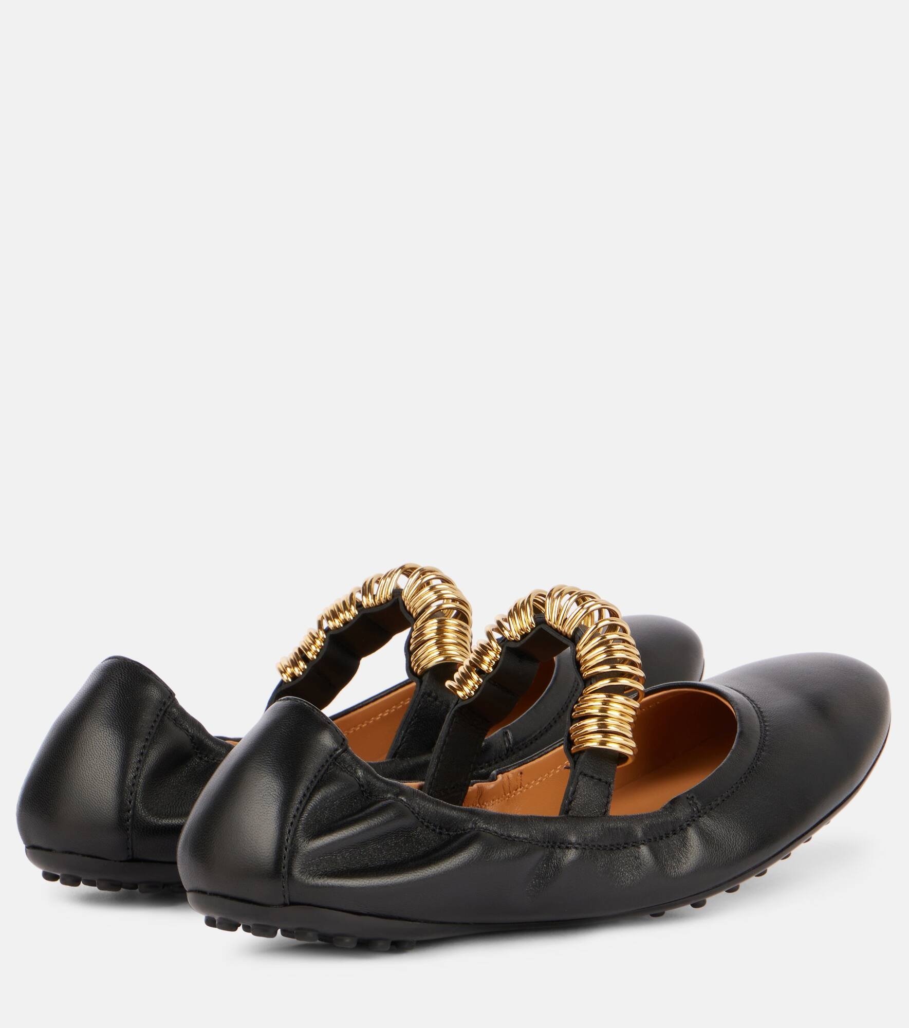 Embellished leather Mary Jane flats - 2