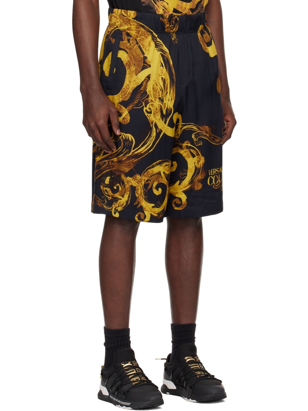 Black & Gold Watercolor Couture Shorts - 2