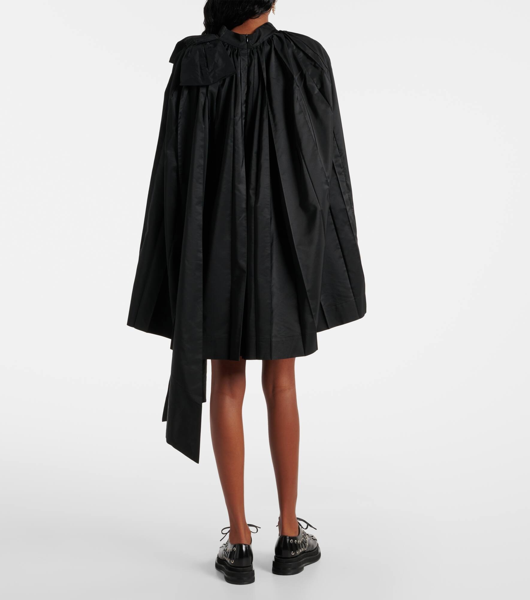Caped pleated taffeta minidress - 3