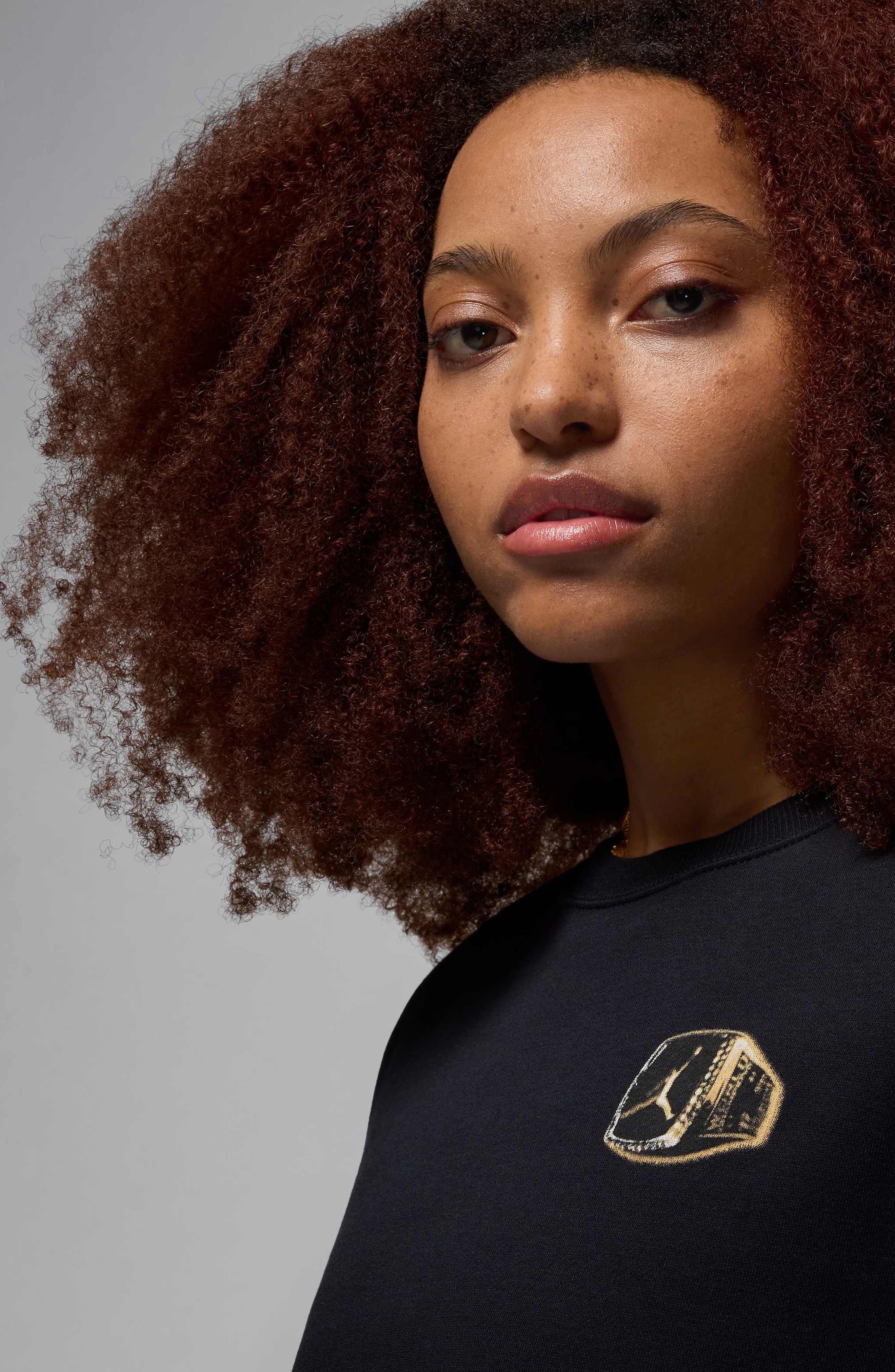 Nike Jordan Brooklyn Fleece Crewneck Sweatshirt in Black/Sail at Nordstrom - 4