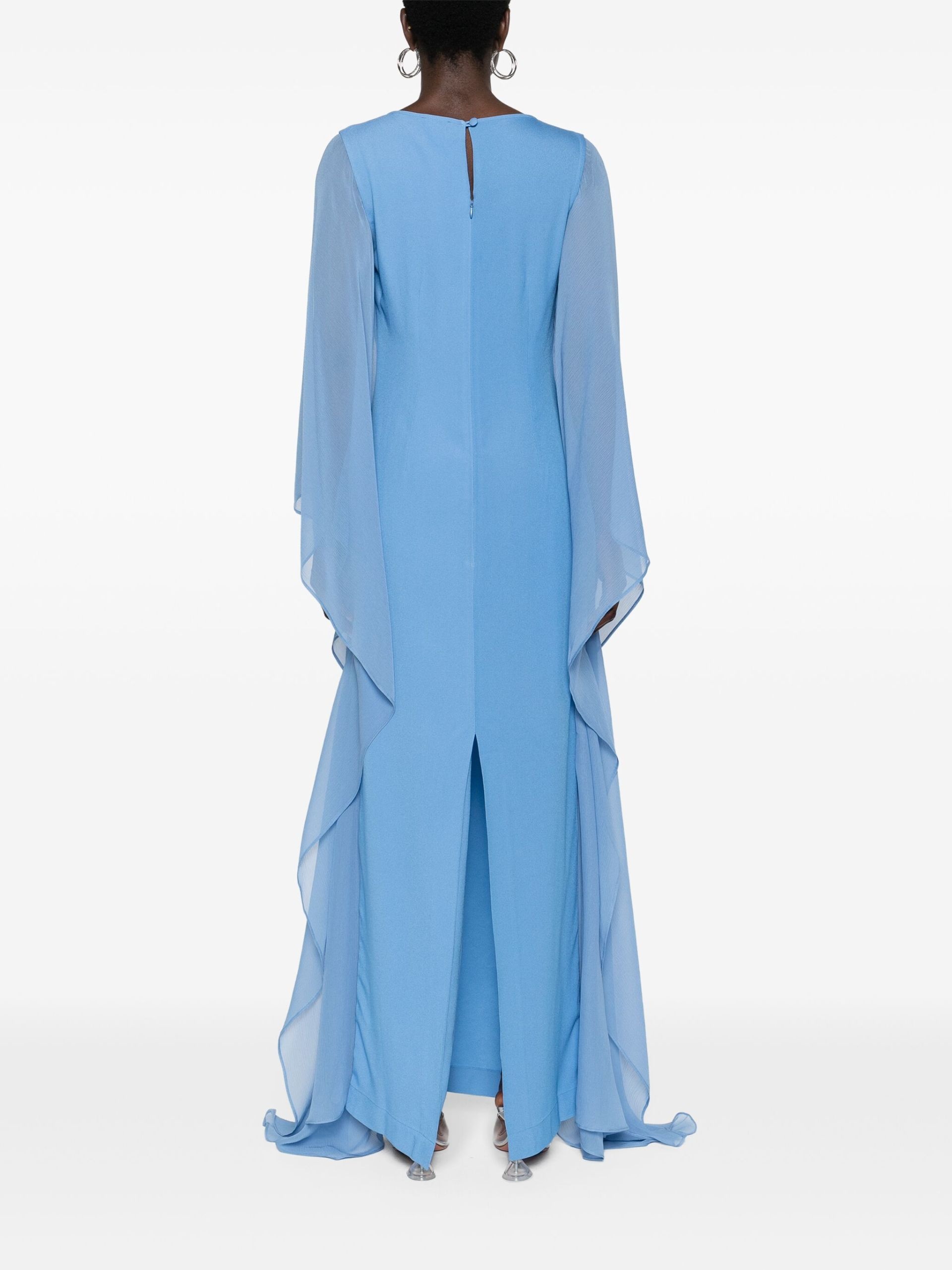 Blue Draped-Sleeve Gown - 4