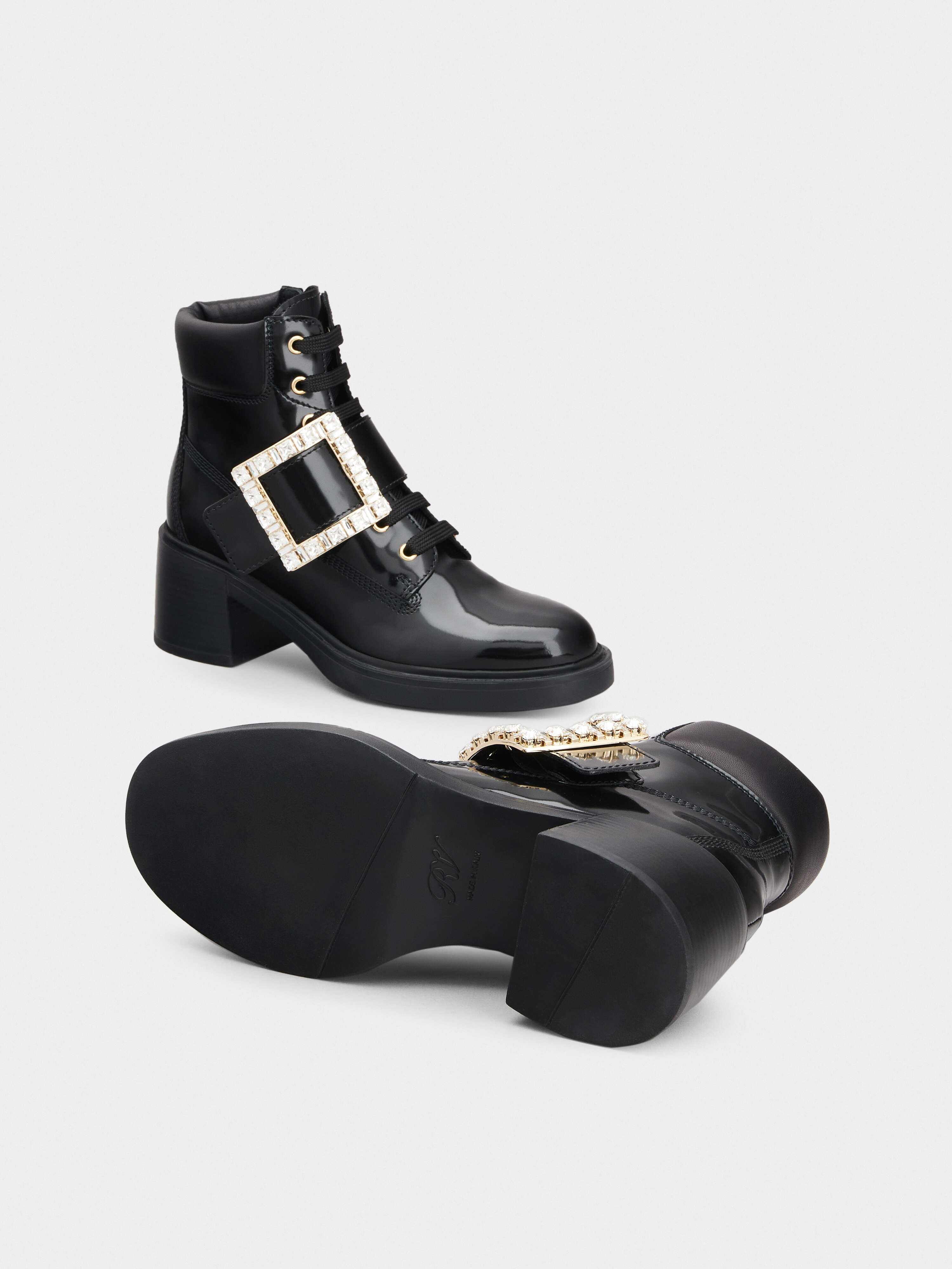 Viv' Rangers Strass Buckle Ankle Boots in Leather - 6