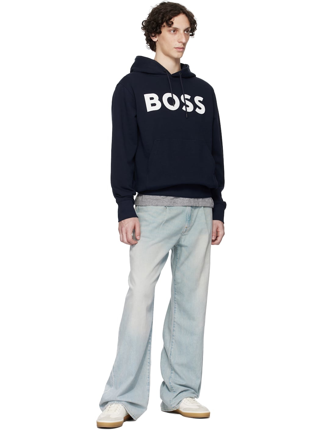 Navy Relaxed-Fit Large Logo Hoodie - 4