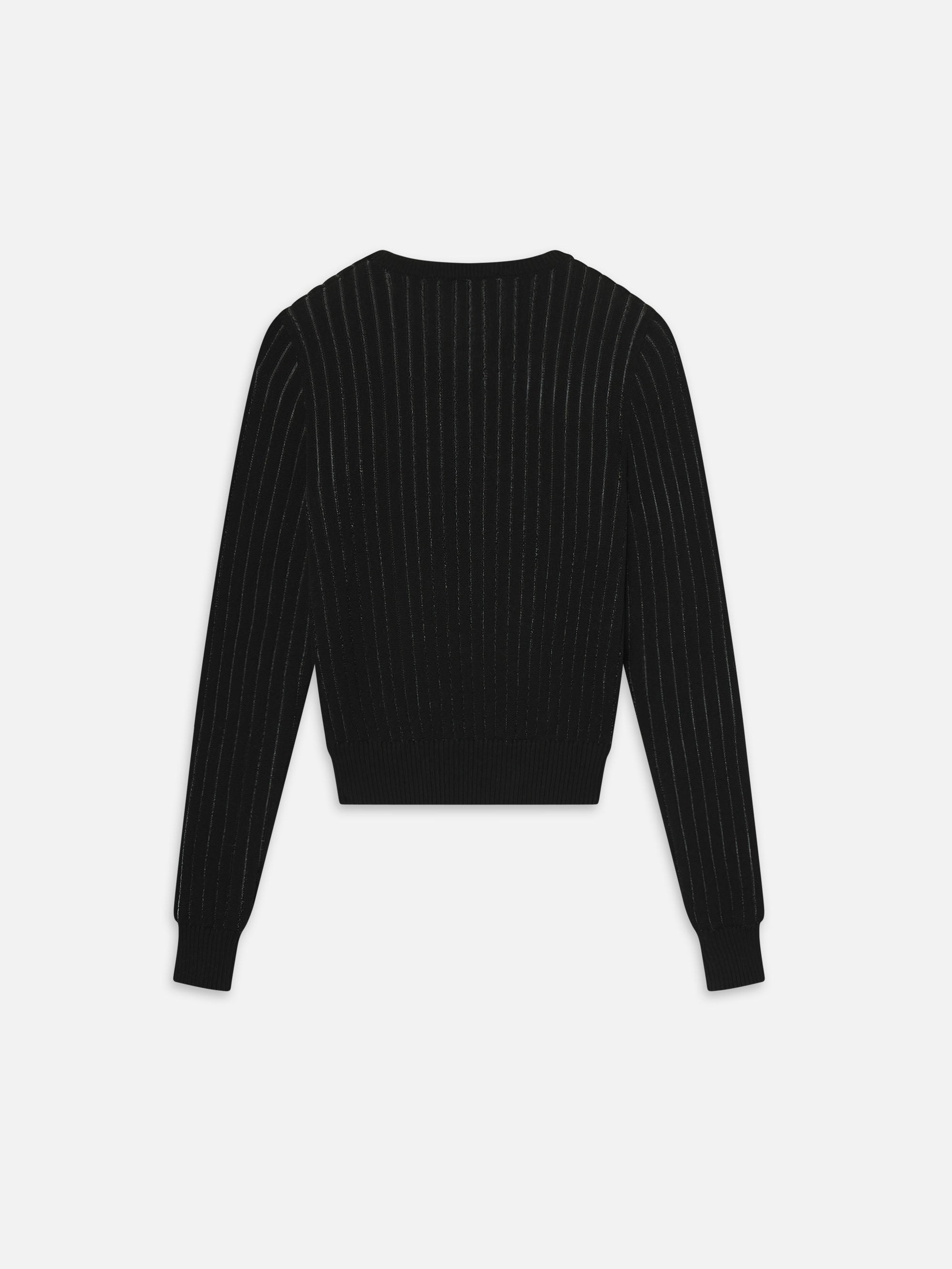 The Sheer Stripe Sweater in Black - 4