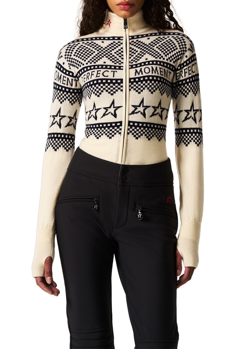 PERFECT MOMENT Perfect Moment Intarsia-knit Merino Wool Bodysuit outlook