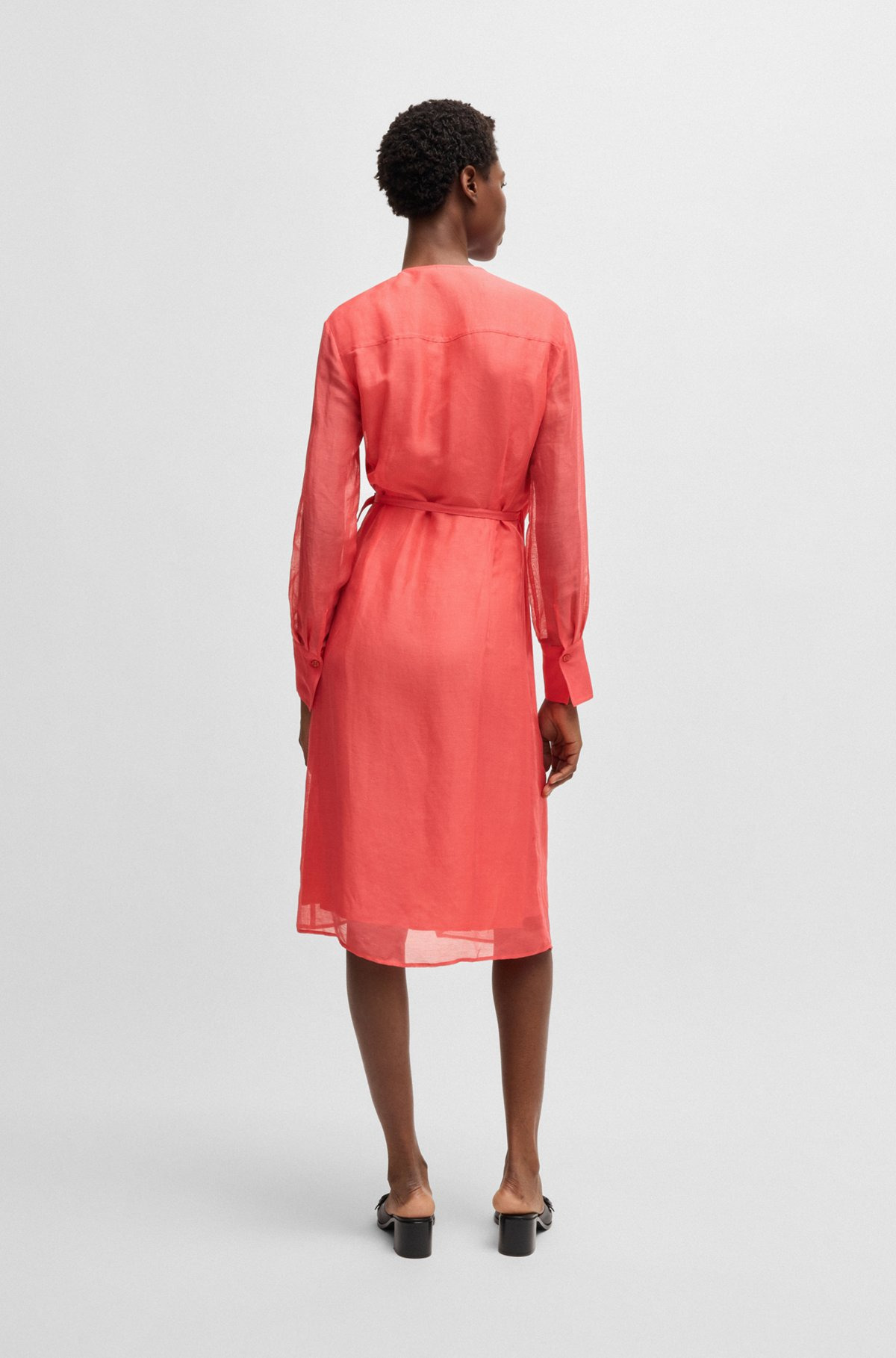 WRAP DRESS WITH SHEER DETAILING - 4