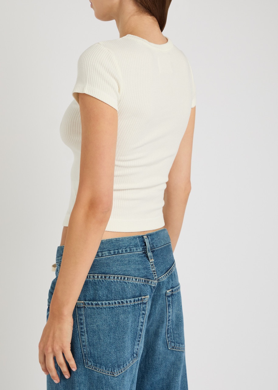 Citizens OF Humanity Nello Ribbed Stretch-knit Cropped T-shirt - 3
