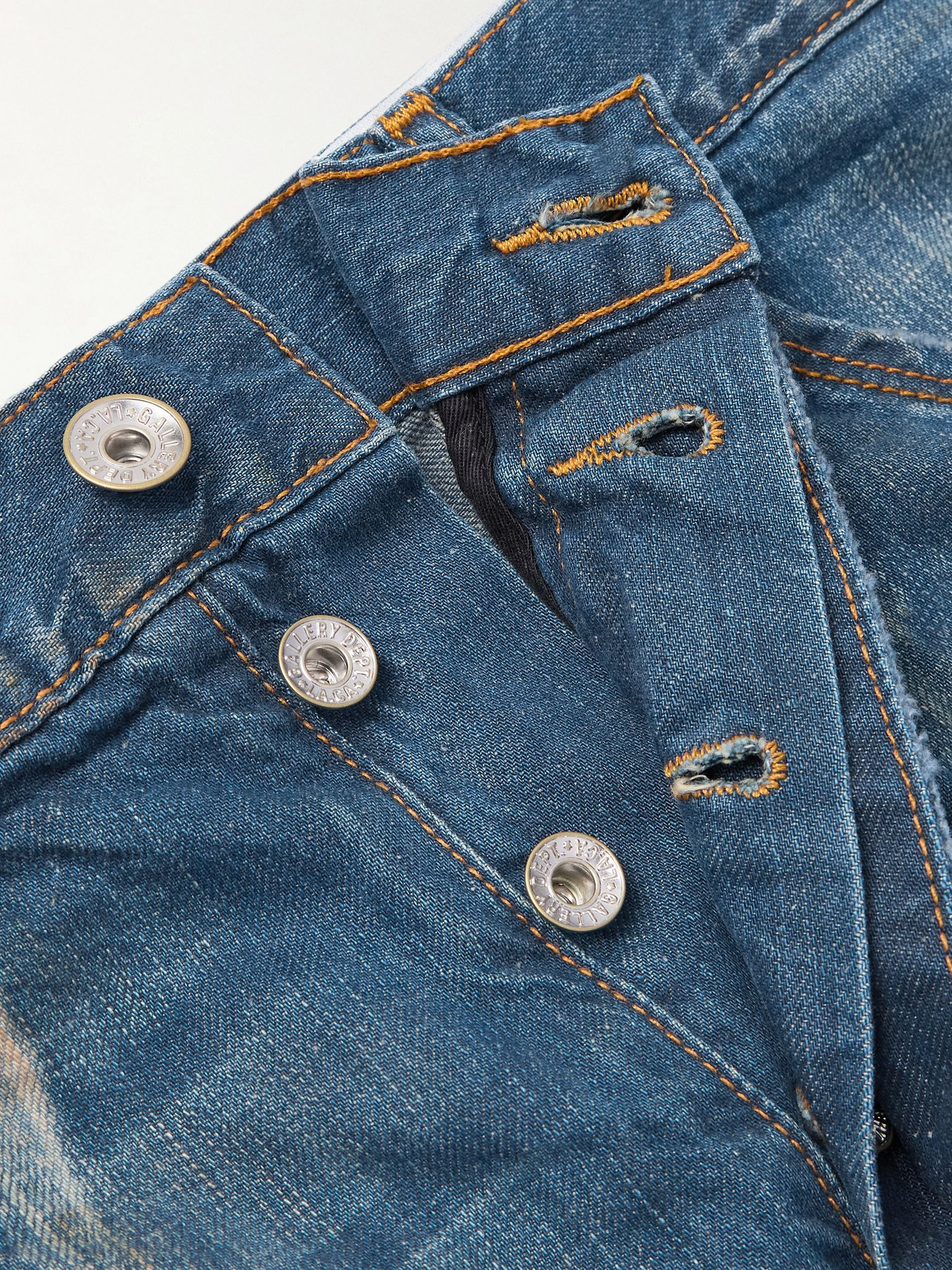 Bare Knuckle Straight-Leg Distressed Patchwork Jeans Blue - 6