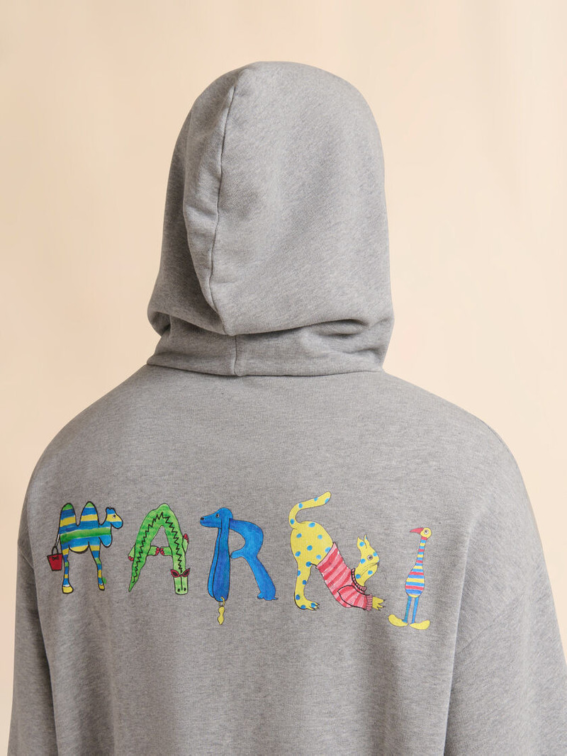 GREY COTTON SWEATSHIRT WITH MARNI ANIMAL ALPHABET PRINT 5