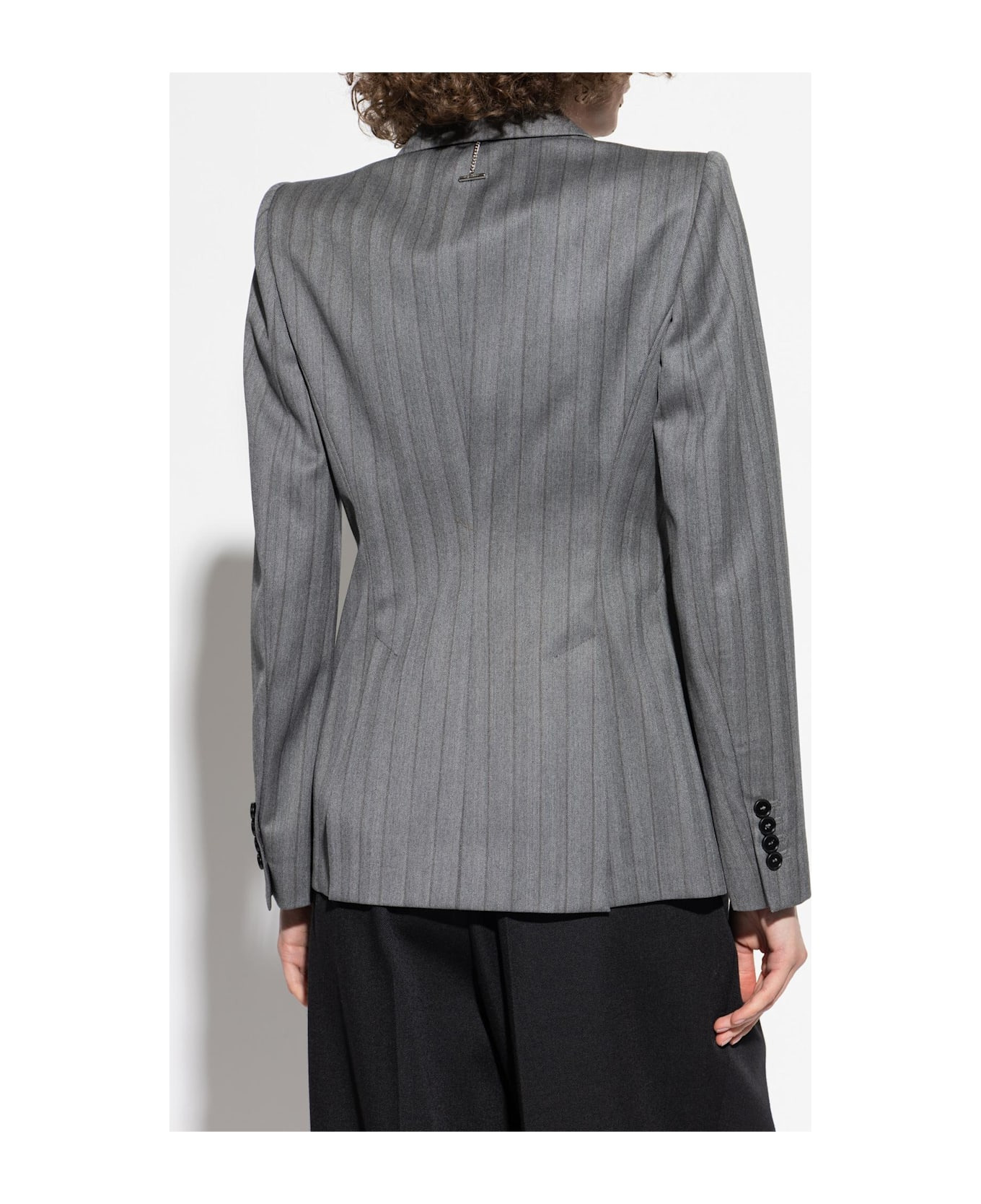 Alexander Mcqueen Wool Blazer With Herringbone Pattern - 3