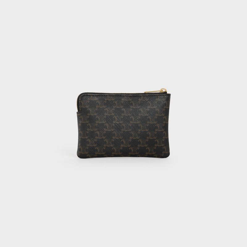 COIN & CARD POUCH WITH HOOK IN TRIOMPHE CANVAS WITH EMBROIDERED CELINE 3