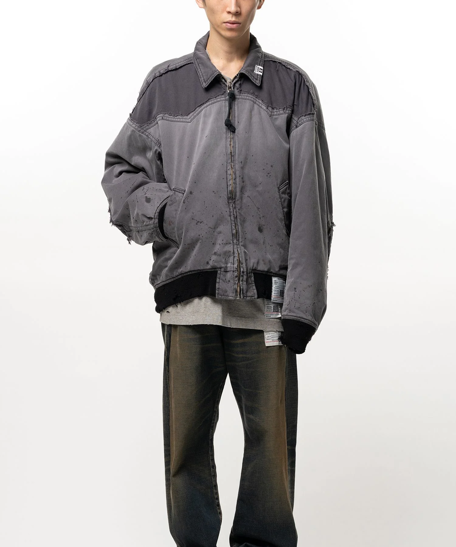Damaged Back Satin Jacket - 1