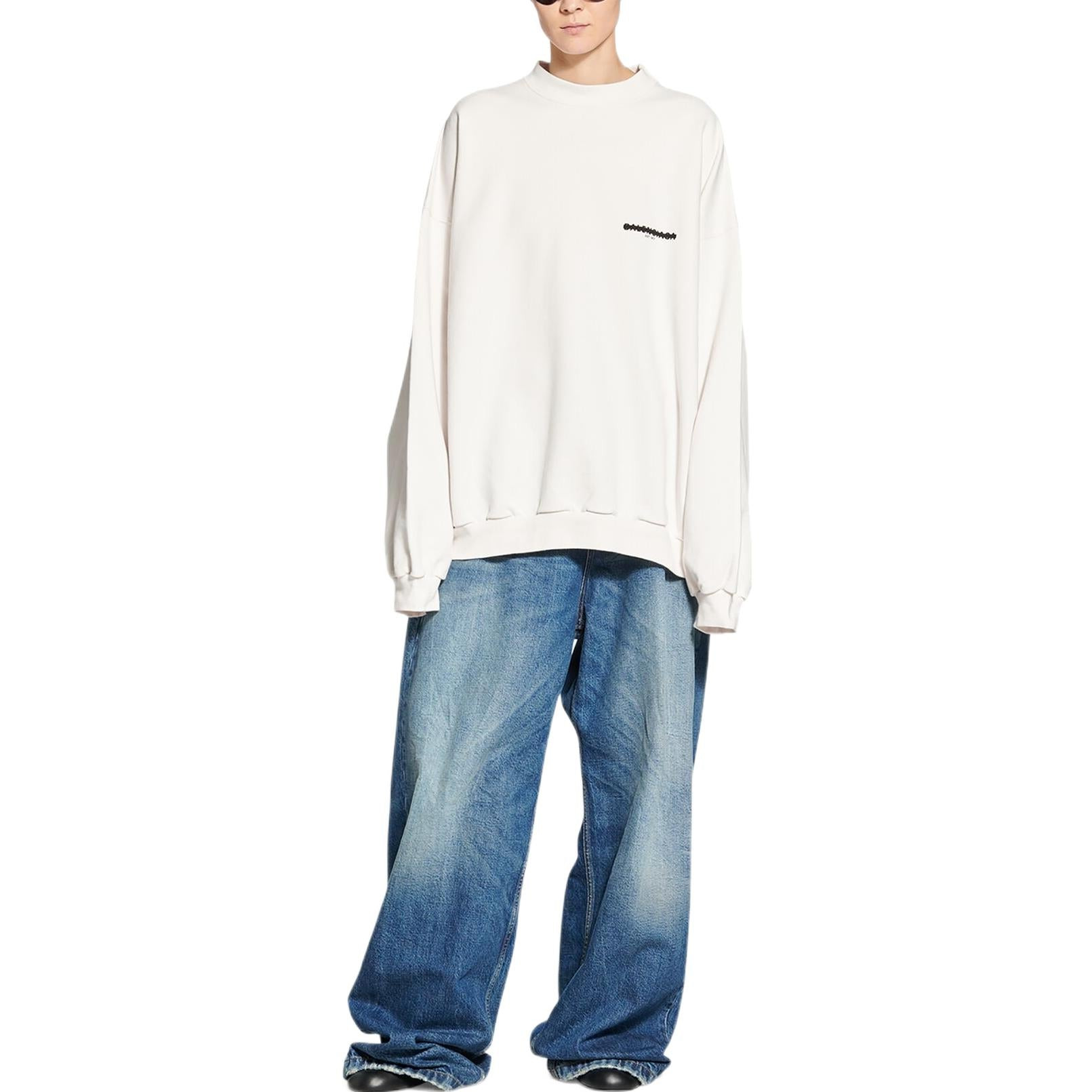Balenciaga Strike 1917 Crewneck Sweater Oversized 'White' 699242TMVH29800 - 3