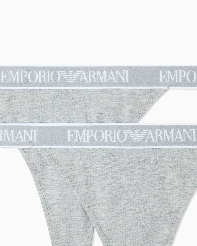 EMPORIO ARMANI TWO-PACK OF ASV ICONIC ORGANIC JERSEY THONGS WITH LOGO WAISTBAND outlook