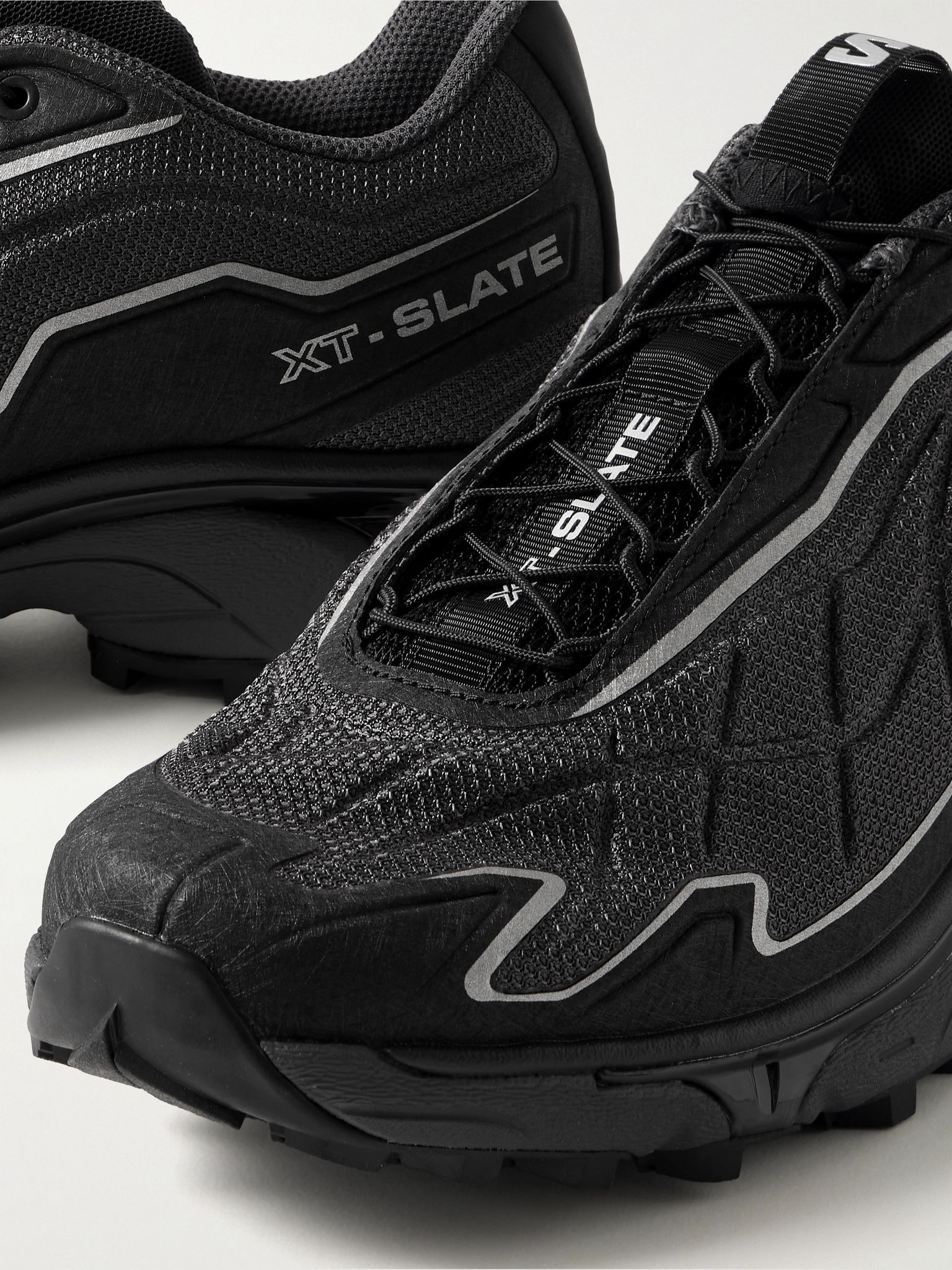XT-SLATE Rubber-Trimmed Mesh Sneakers Black - 6