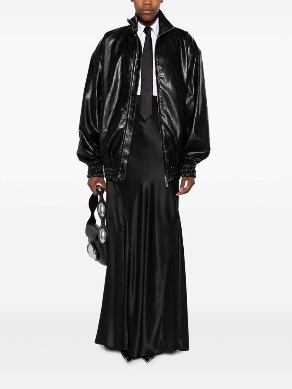 high-shine faux-leather jacket - 3