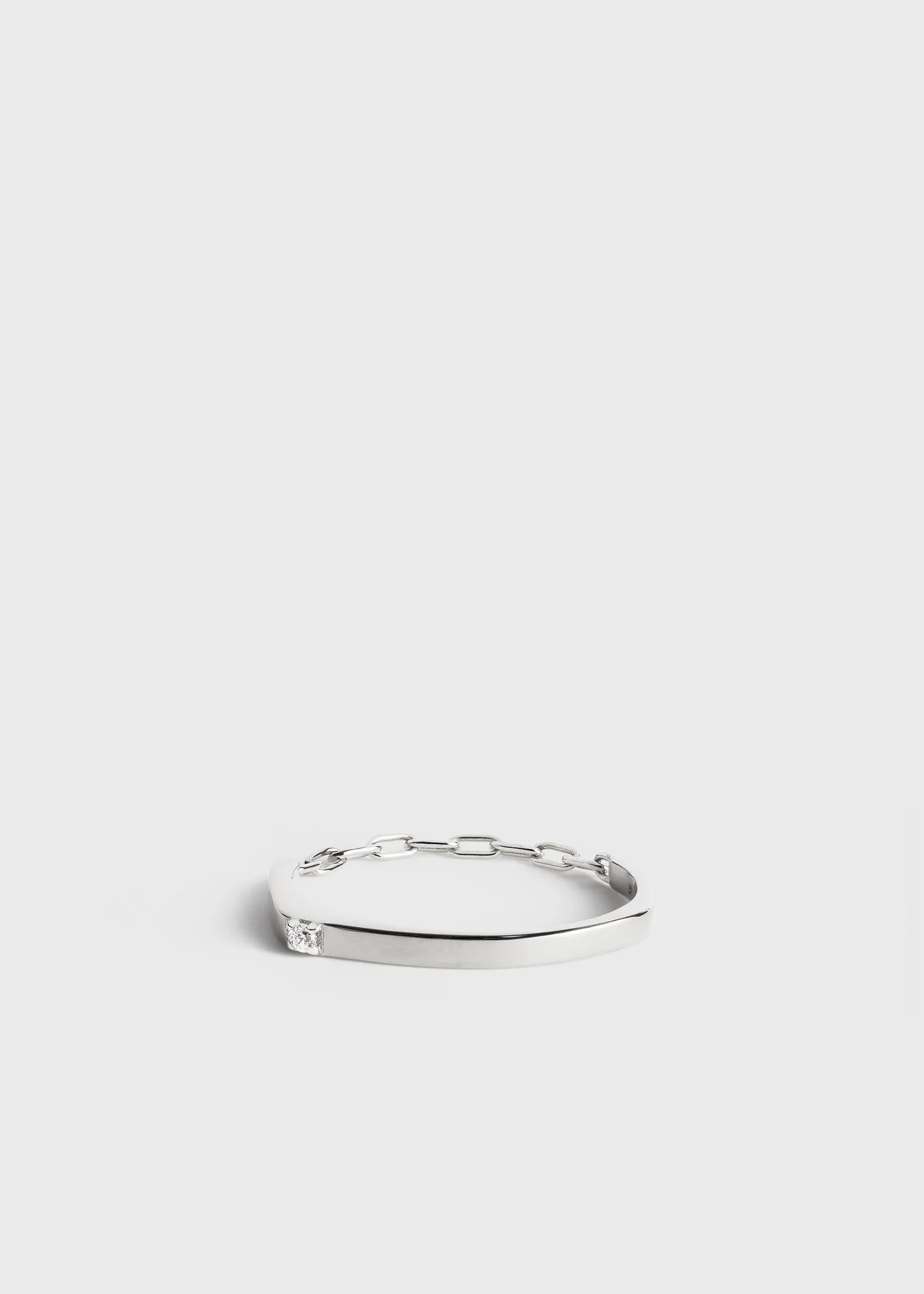 Diamond chain ring 18kt white gold - 1