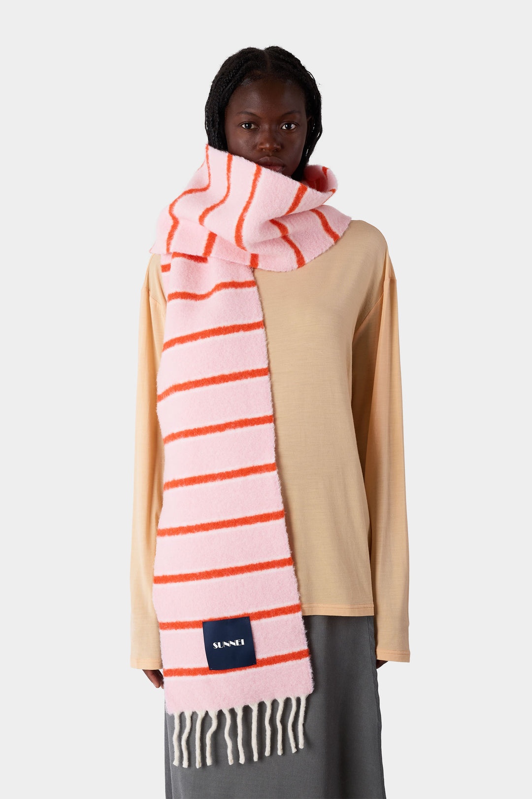 STRIPED SCARF / pink - 2