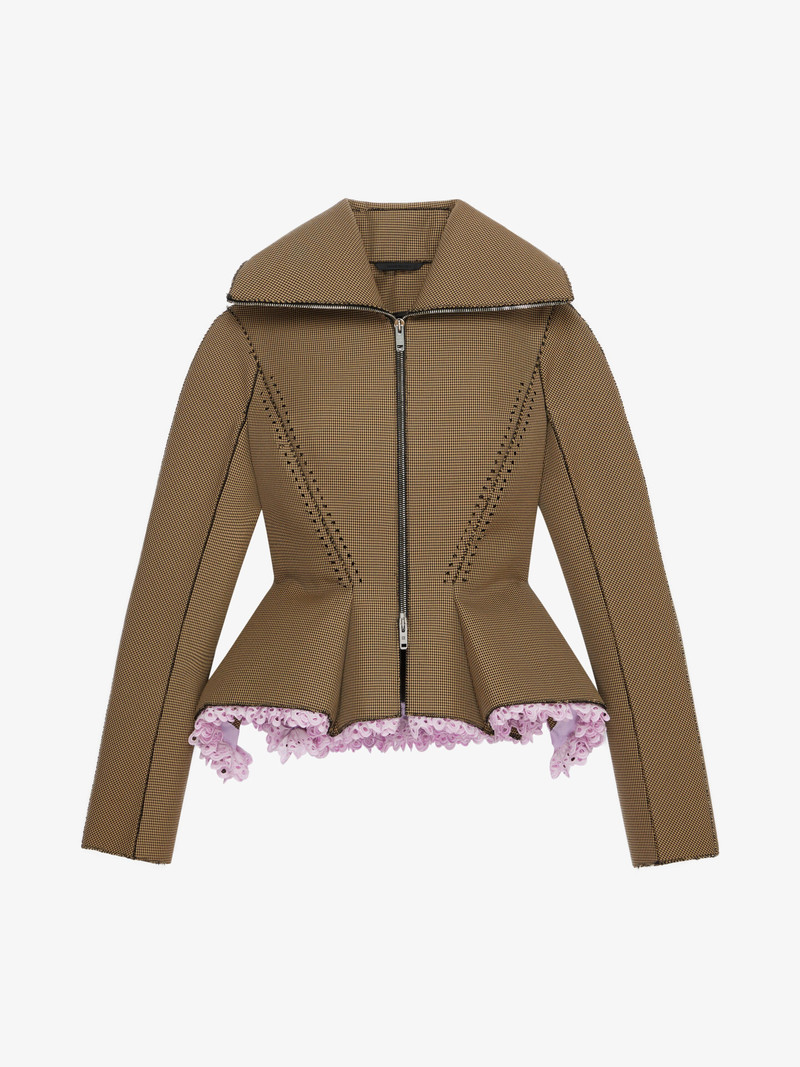 JACKET IN TECHNICAL FIBER WITH BRODERIE ANGLAISE 1