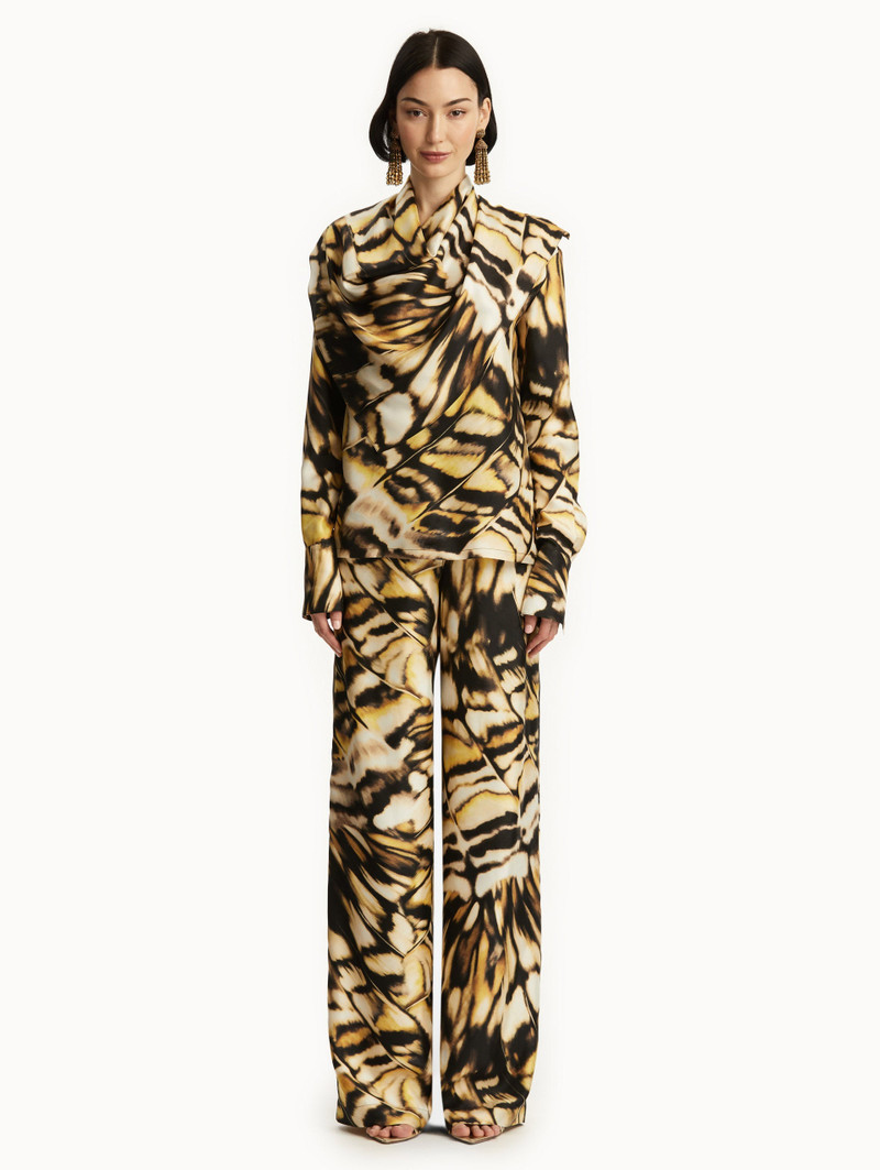 ABSTRACT BUTTERFLY SILK TWILL BLOUSE 3