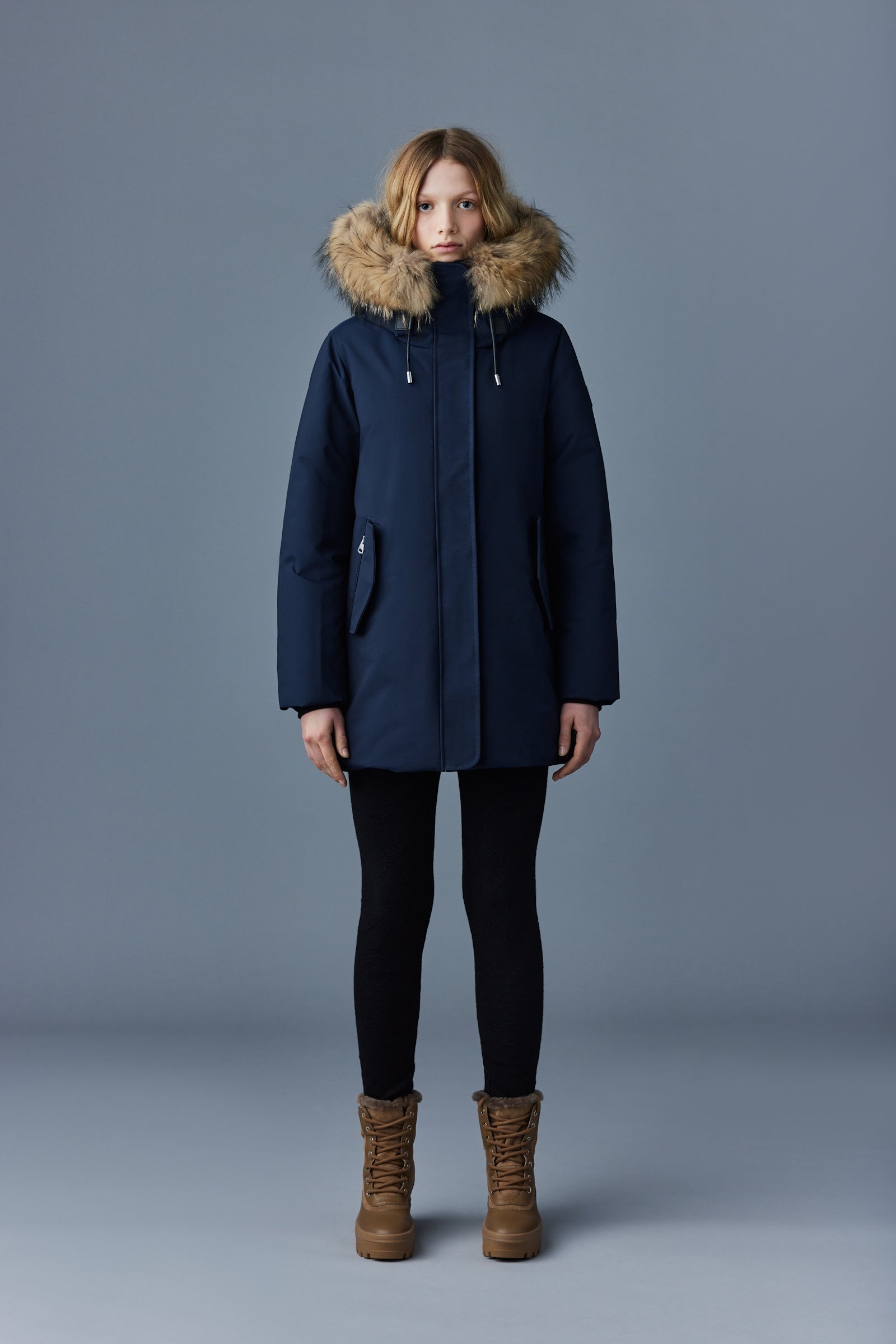 KINSLEE 2-in-1 oversized down parka with bib and natural fur - 2