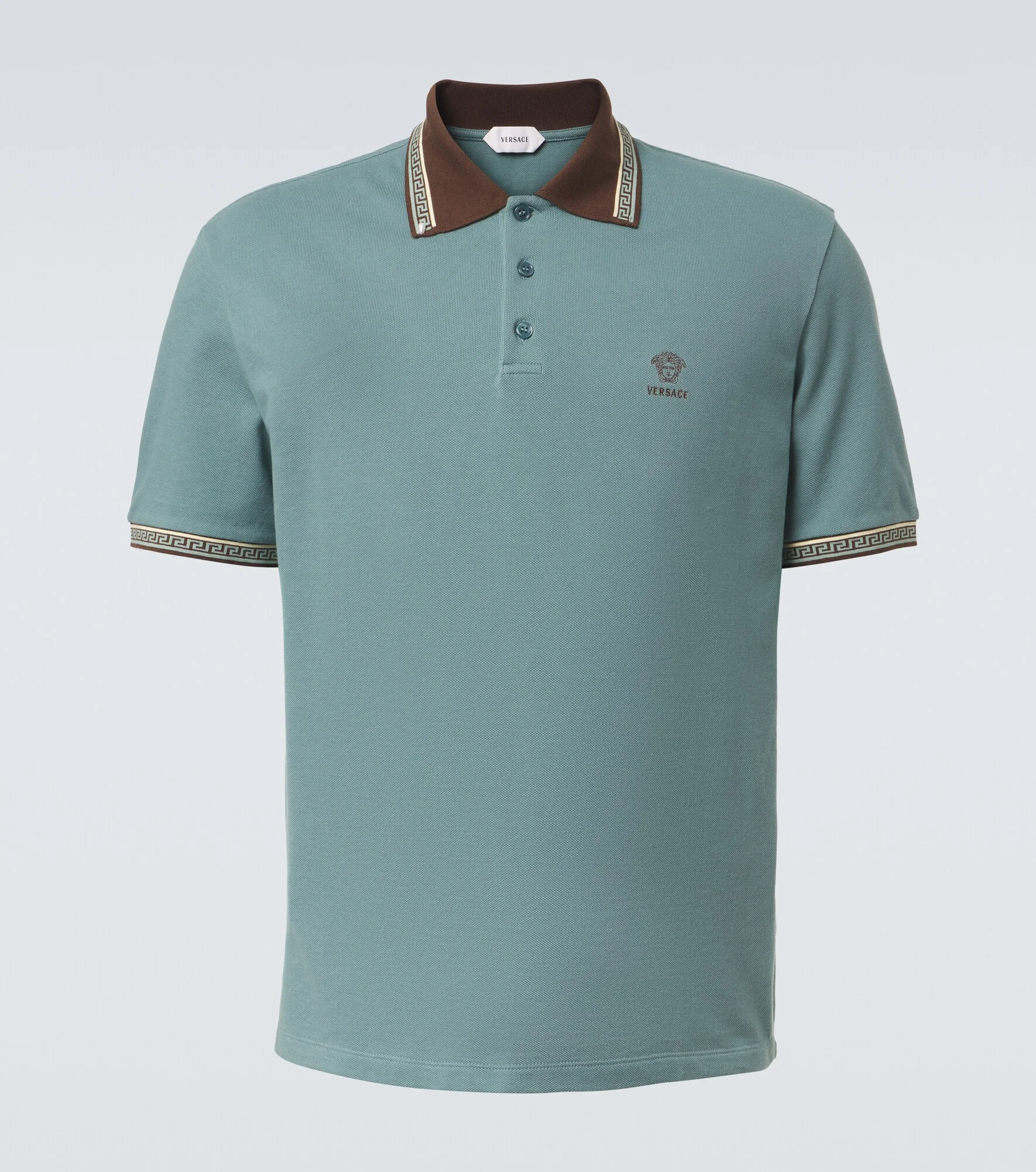 Greca cotton piqué polo shirt - 1