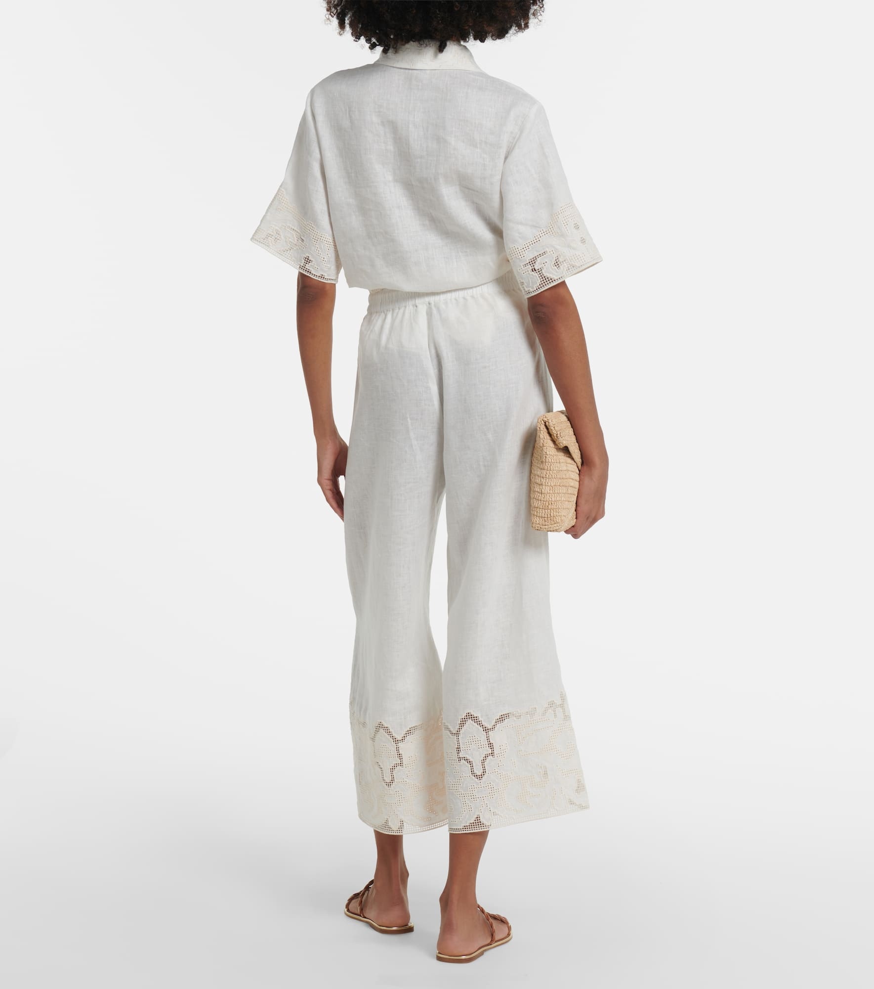 Embroidered linen culottes - 3