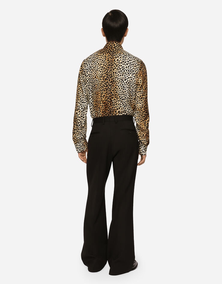 Silk twill Martini-fit shirt with ocelot print - 5