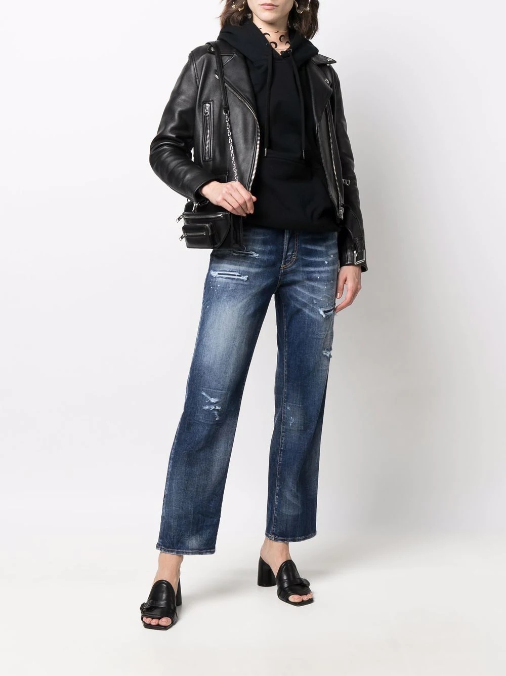 distressed high-waisted jeans - 2