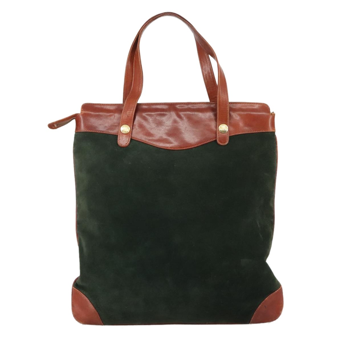 CELINE Tote Bag Suede Leather Khaki Brown Gold - 2