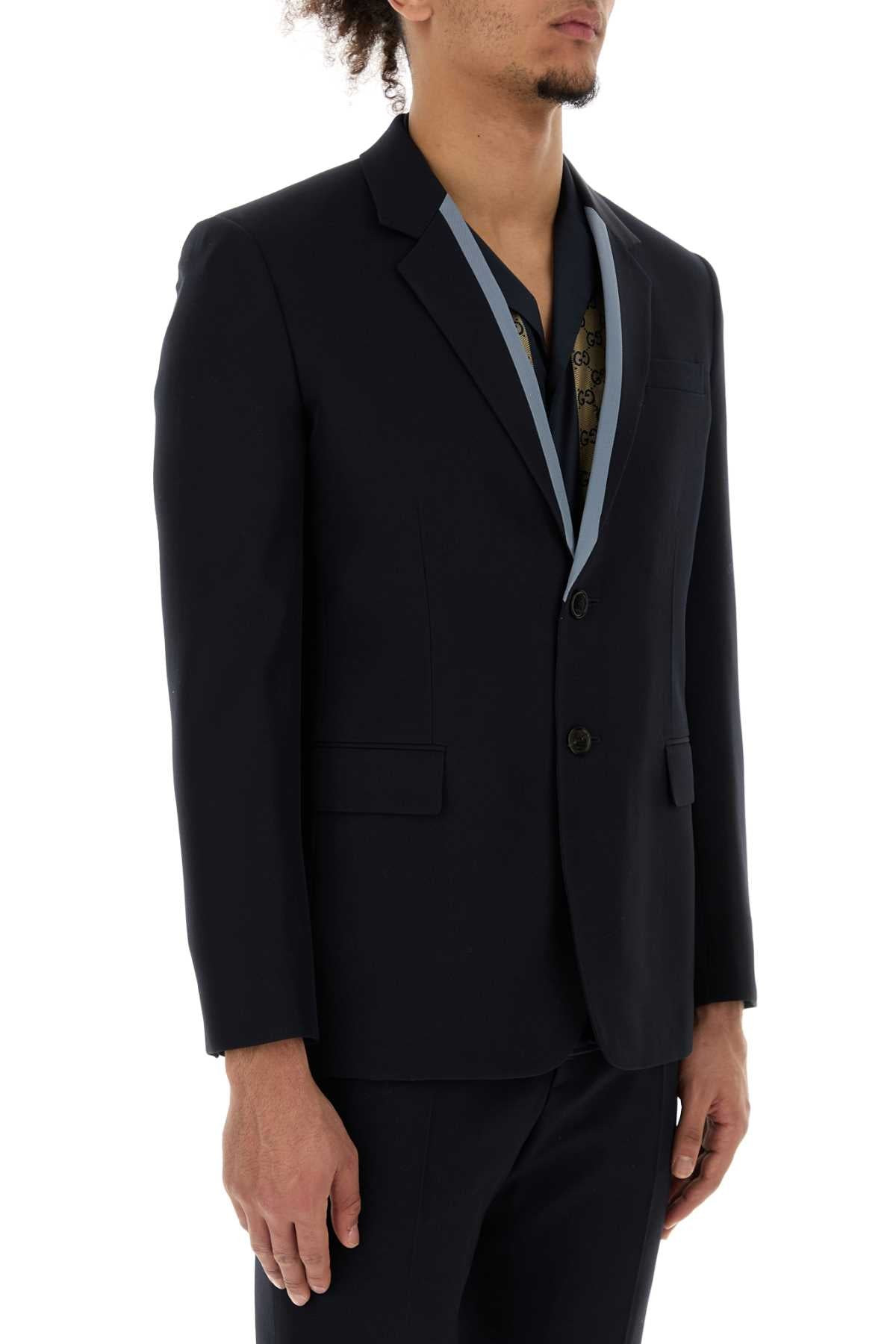 Gucci Men Midnight Blue Wool Blazer - 3